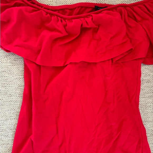 J. Crew Red Off-Shoulder Ruffle Bodysuit - Picture 4 of 4